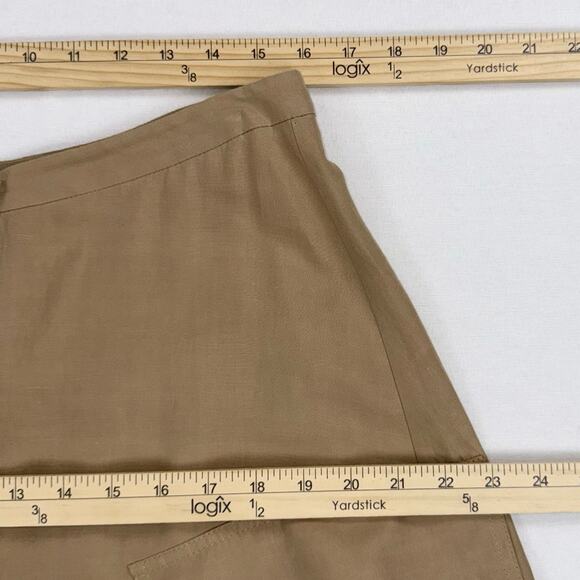 Vince Women's Utility Linen Cotton Blend Midi Skirt Size 12 Sandstorm Tan - Picture 15 of 16